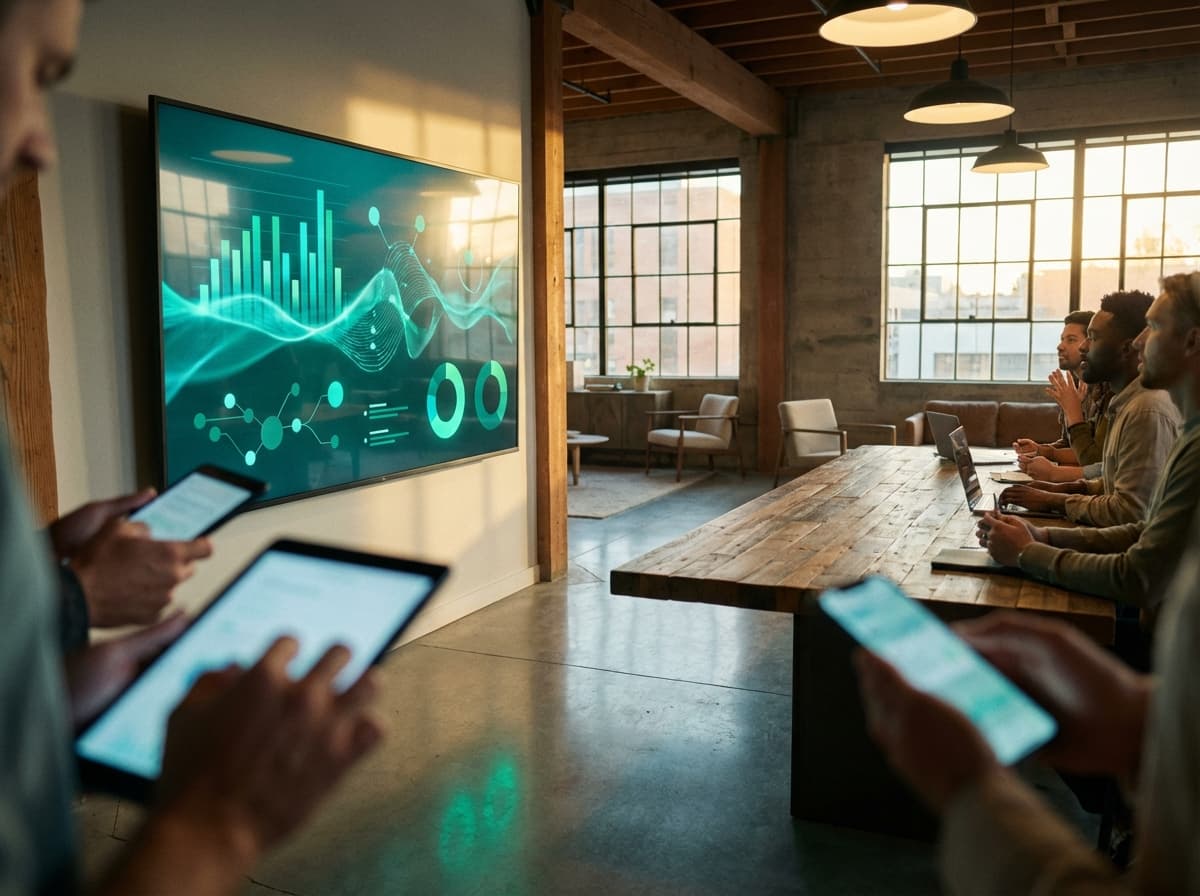 Team collaborating with real-time polling